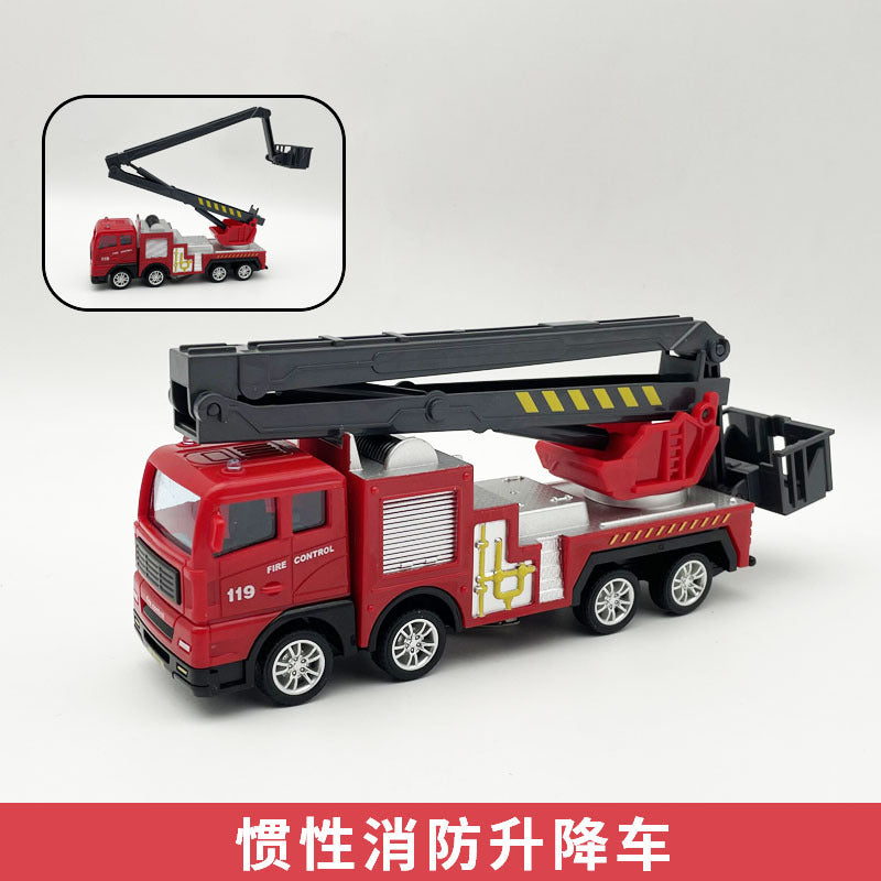 Inertia Engineering Fleet Toy Fire truck, excavator, concrete mixer truck, sanitation truck, missile launcher vehicle, boy's inertia toy car, aerial ladder truck.