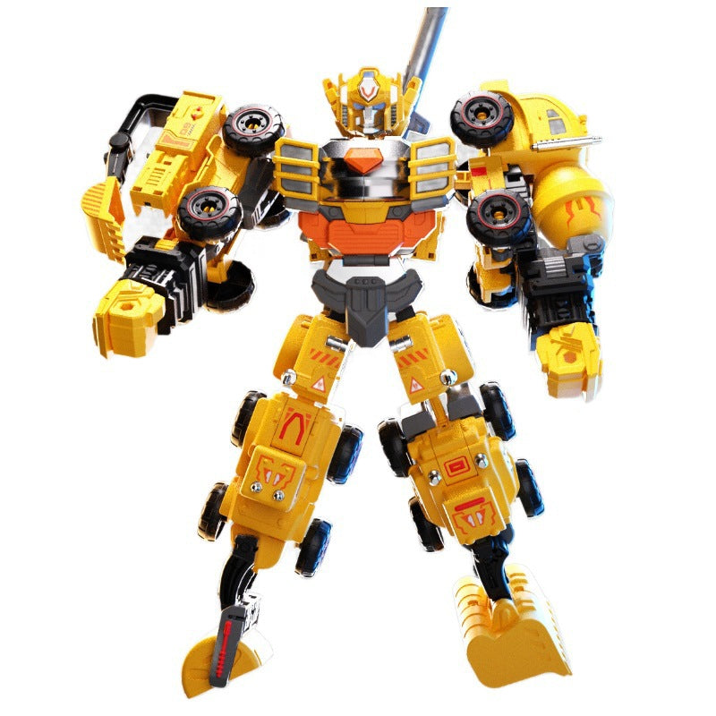 6-in-1 Transformable Construction Robot Toy - Inertia Powered Building Blocks Set | STEM Educational Mecha Model for Kids Ages 6-12