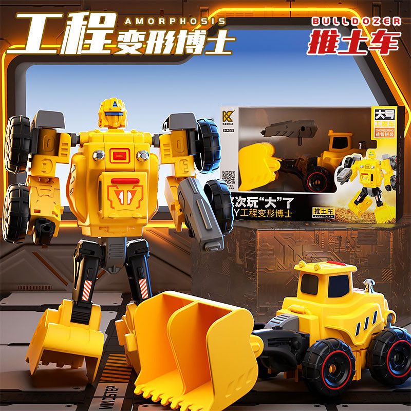 6-in-1 Transformable Construction Robot Toy - Inertia Powered Building Blocks Set | STEM Educational Mecha Model for Kids Ages 6-12