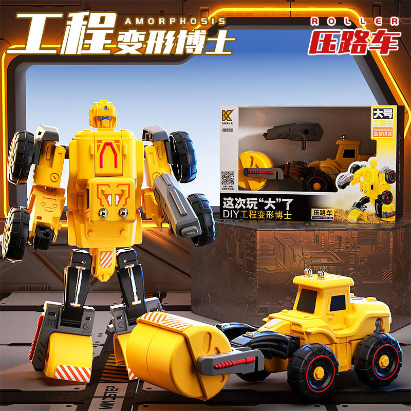 6-in-1 Transformable Construction Robot Toy - Inertia Powered Building Blocks Set | STEM Educational Mecha Model for Kids Ages 6-12