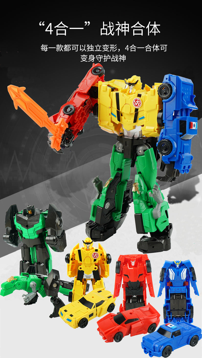 Transformers Toy for Kids - 4-in-1 Robot Car to Dinosaur Vehicle with Assembly Parts