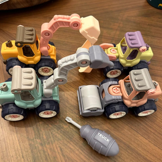 Hitatol Construction Vehicle Toy Set – 4-in-1 Engineering Truck Playset with Excavator, Bulldozer, Drill & Screwdriver Tools