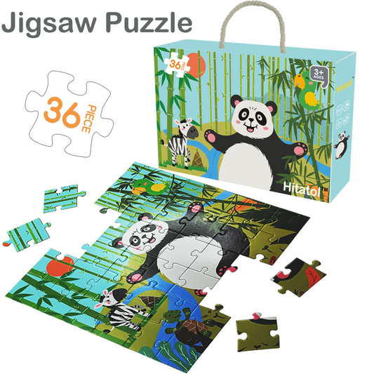 Panda Adventure Floor Puzzle 36 Piece Jigsaw for Kids Ages 3-6 | Large 11.8" Educational Toy | Extra-Thick 2mm Cardboard with Storage Box