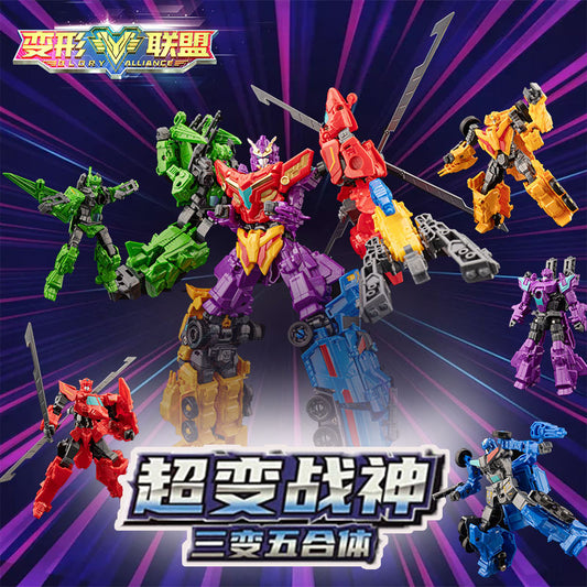 Deformation Alliance Super Transformation God - Triple Change Five Combination 11 Forms Robot Combiners Vehicle Toy