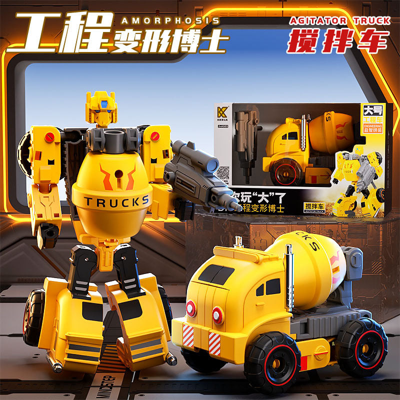 6-in-1 Transformable Construction Robot Toy - Inertia Powered Building Blocks Set | STEM Educational Mecha Model for Kids Ages 6-12