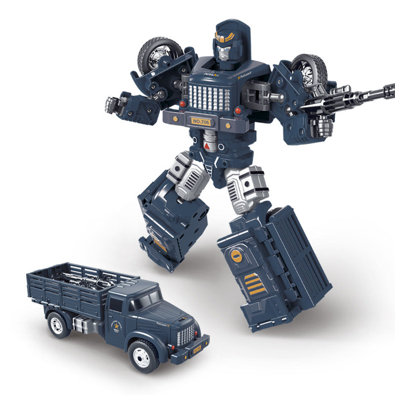 Military Truck Transformable Robot Toy – 3 Colors (Navy, Army Green, Beige) | Inertia-Powered Friction Motor | No Batteries Needed | High-Quality Simulation Model