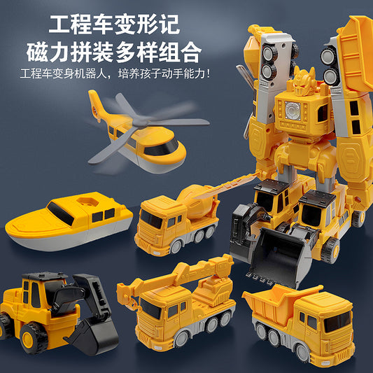 Magnetic Building Toys for Kids Ages 6+ – Convertible Construction Truck to Robot Set