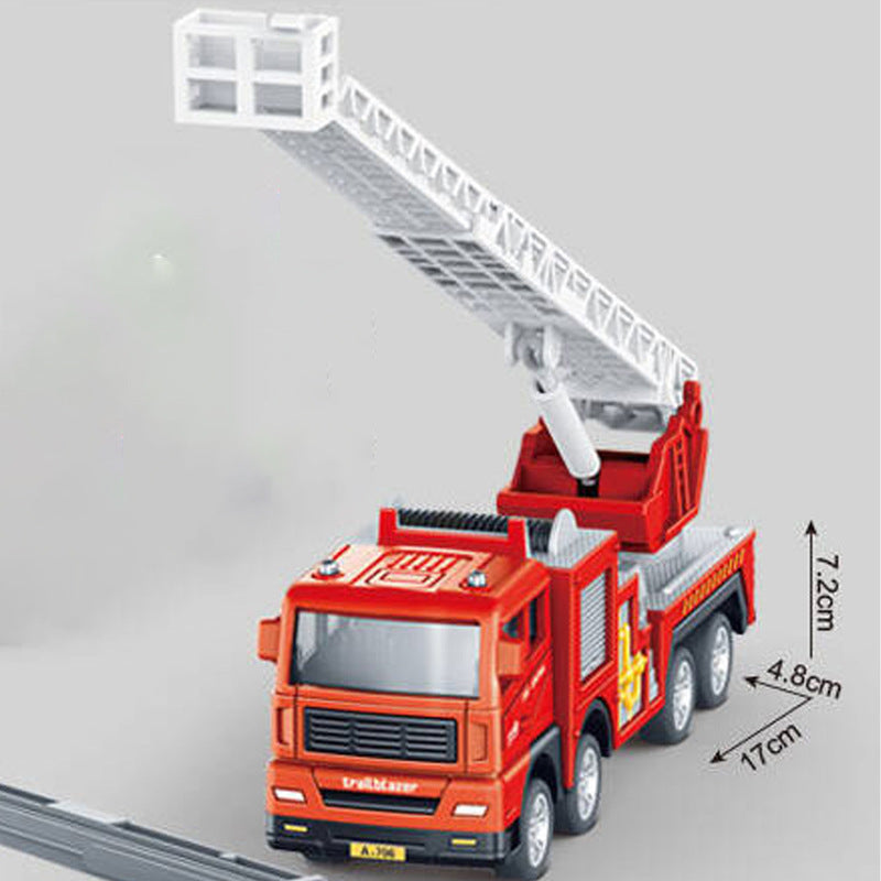 Inertia Engineering Fleet Toy Fire truck, excavator, concrete mixer truck, sanitation truck, missile launcher vehicle, boy's inertia toy car, aerial ladder truck.