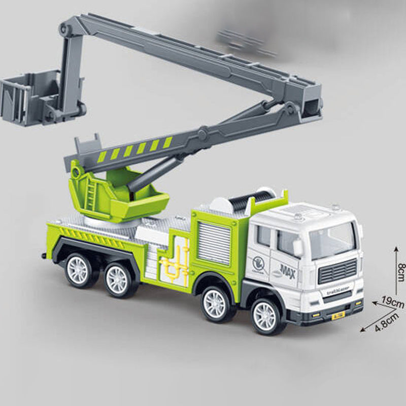 Inertia Engineering Fleet Toy Fire truck, excavator, concrete mixer truck, sanitation truck, missile launcher vehicle, boy's inertia toy car, aerial ladder truck.