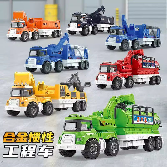 Engineering Inertial Alloy Model Excavator/Crane/Truck/Tanker/Watering Truck Children's Toys