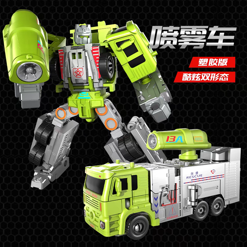 Children's car-shaped transforming robot toy - Alloy version - Boy's police car - Helicopter - Dual-form - 6-part assembly