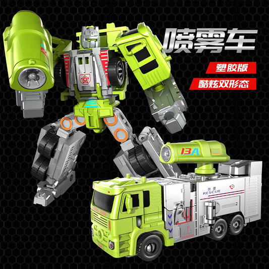 Children's car-shaped transforming robot toy - Alloy version - Boy's police car - Helicopter - Dual-form - 6-part assembly